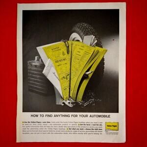 Yellow Pages Telephone Directory - 10x13 Vtg 1961 PRINT AD Ephemera